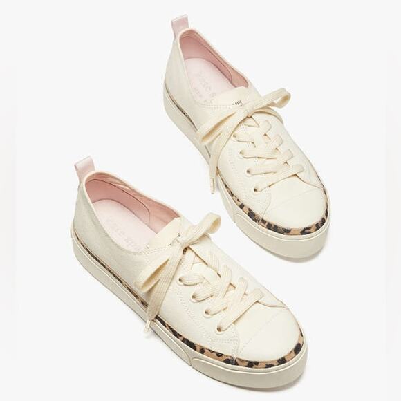 kate spade Shoes - Kate Spade Kaia Cream and Leopard Print Women's Canvas Sneakers size 9.5